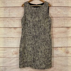 Lauren Ralph Lauren Black & Ivory Tweed Sleeveless Knee Length Sheath Dress 16